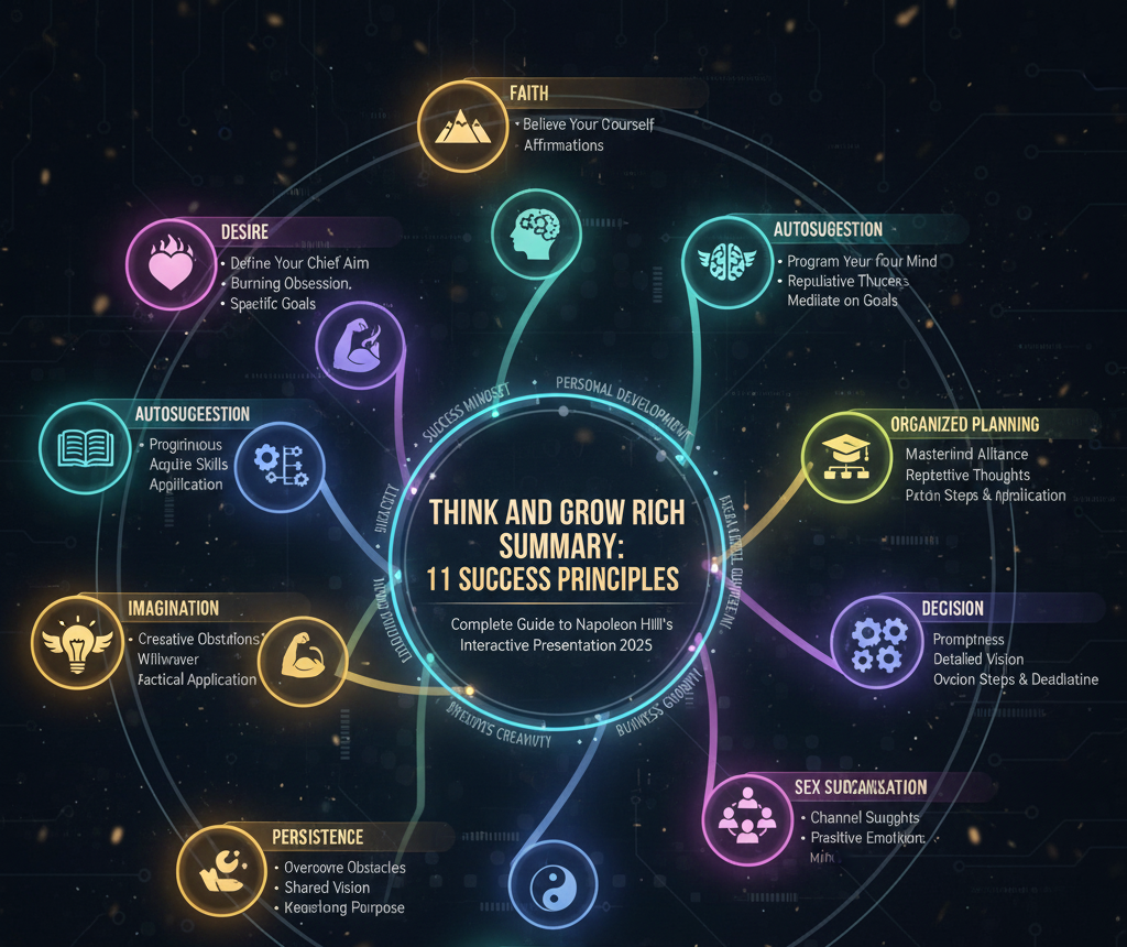 Think and Grow Rich by Napoleon Hill complete success principles guide with interactive mind maps and actionable strategies for wealth creation
