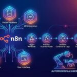 A complex n8n workflow diagram displaying an advanced AI Agent architecture, featuring LLM model integration, Vector Store RAG memory nodes, and custom tool function calling for enterprise automation.