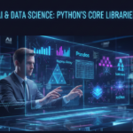 Essential Python libraries for artificial intelligence, machine learning, and data science including NumPy, Pandas, Matplotlib, Scikit-learn, TensorFlow, and PyTorch for modern AI engineers