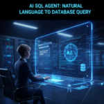 AI-powered autonomous agent analyzing SQL database queries with machine learning algorithms and natural language processing interface