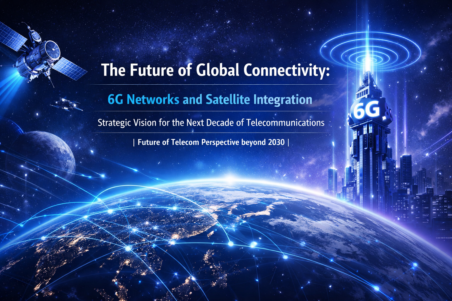 Presenting the 6G network architecture with terahertz spectrum technology, LEO satellite integration, and AI-powered telecommunications infrastructure for global connectivity by 2030