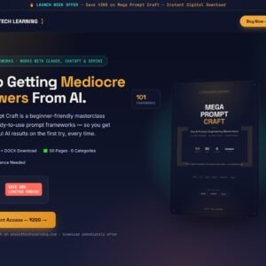 Mega Prompt Craft AI Prompt Engineering Masterclass ebook cover with 101 ChatGPT, Claude & Gemini prompt templates