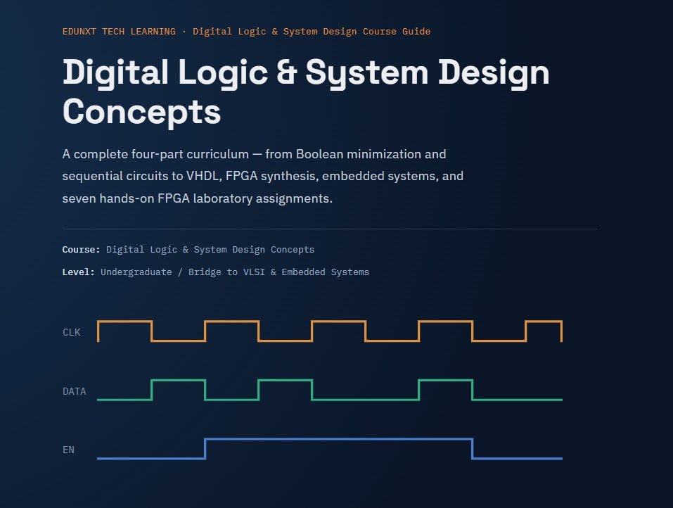 Learn digital logic design from Boolean minimization to VHDL, FPGA synthesis and embedded systems, with 7 hands-on FPGA lab assignments included.